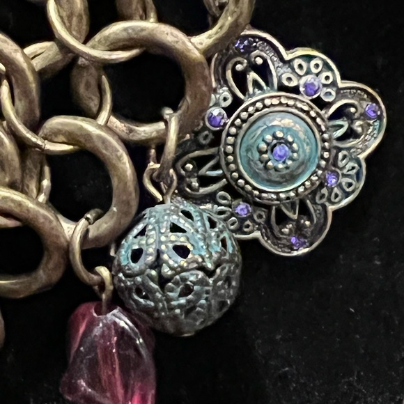 Premier Design Necklace/ bracelet/earrings -gold tone with stones and charms. - Picture 3 of 15